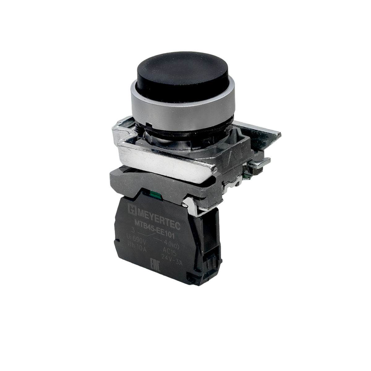Кнопка выступающая черная, 1NO, IP65, металл MTB4-BL21
