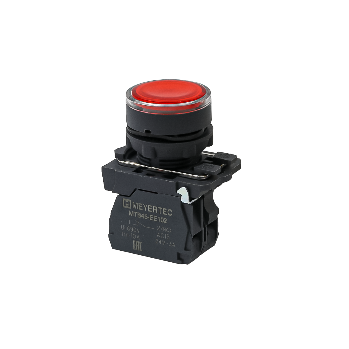 Кнопка красная с подсветкой, 1NС, 24V AC/DC, IP65, пластик MTB5-AW34721