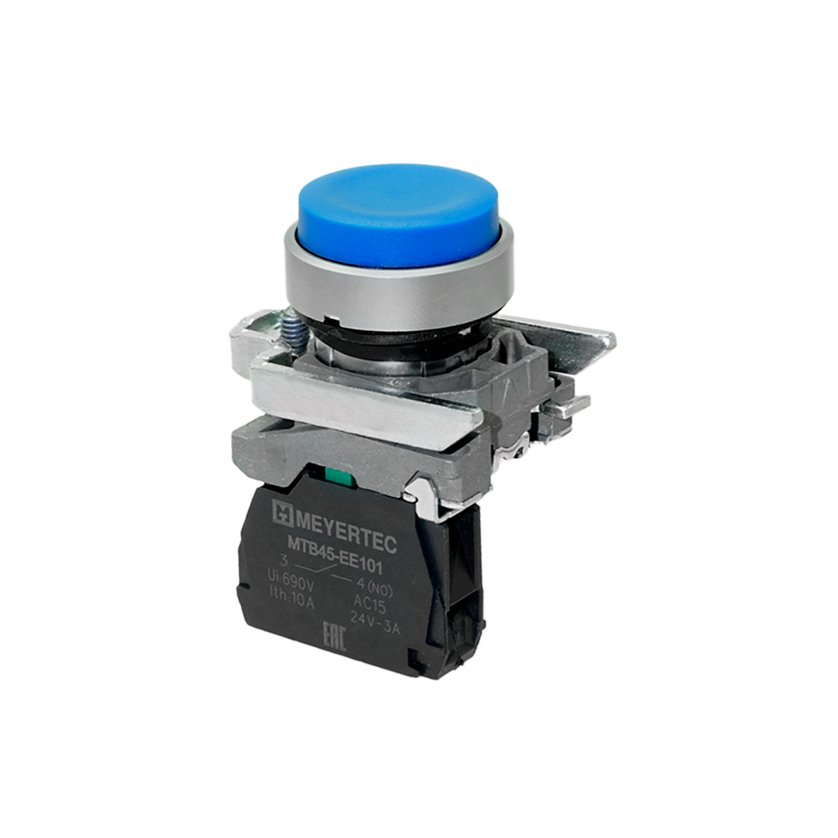 Кнопка выступающая синяя,  1NO, IP65, металл MTB4-BL61