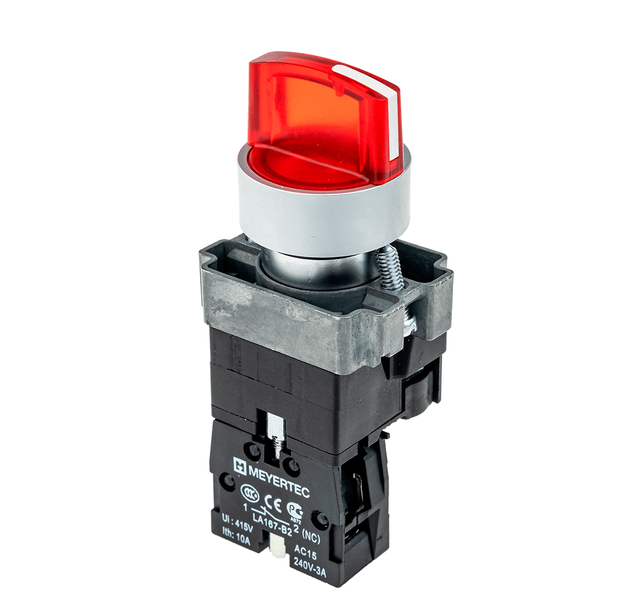 Переключатель с подсветкой, с фиксацией, 220V AC/DC, красный, 2 положения, 1NC MTB2-BK2463