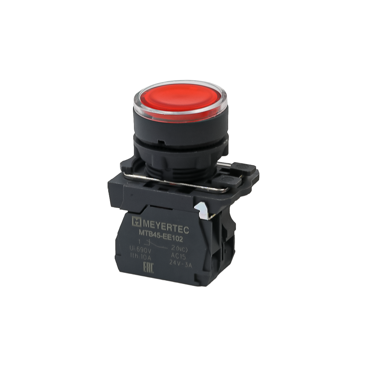 Кнопка красная с подсветкой, 1NС, 220V AC/DC, IP65, пластик MTB5-AW34723