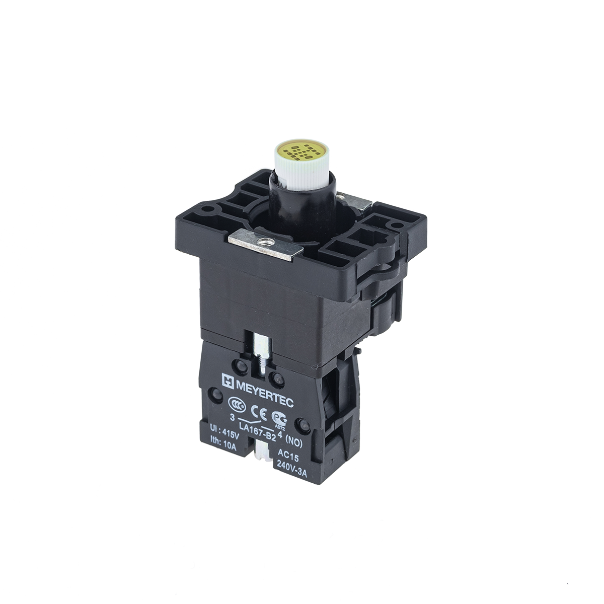 Основание с подсветкой 1NO желтый 220V, пластик MTB2-EW635