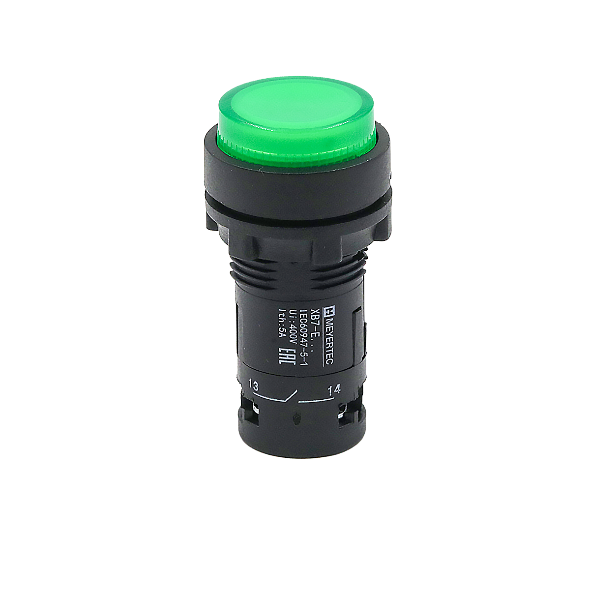 Кнопка зеленая выступающая с подсветкой, 1NO, 220V AC, IP54, пластик MTB7-EW33616