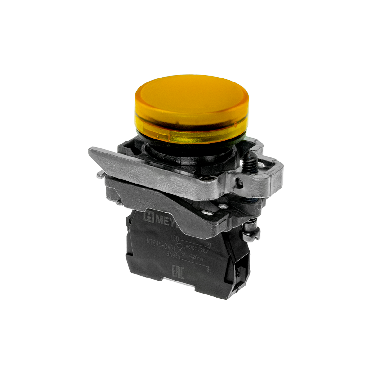 Лампа сигнальная желтая, 220V AС/DC, IP65, металл MTB4-BV753