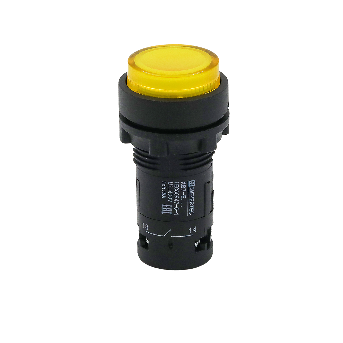 Кнопка желтая выступающая с подсветкой, 1NO, 220V AC, IP54, пластик MTB7-EW35616