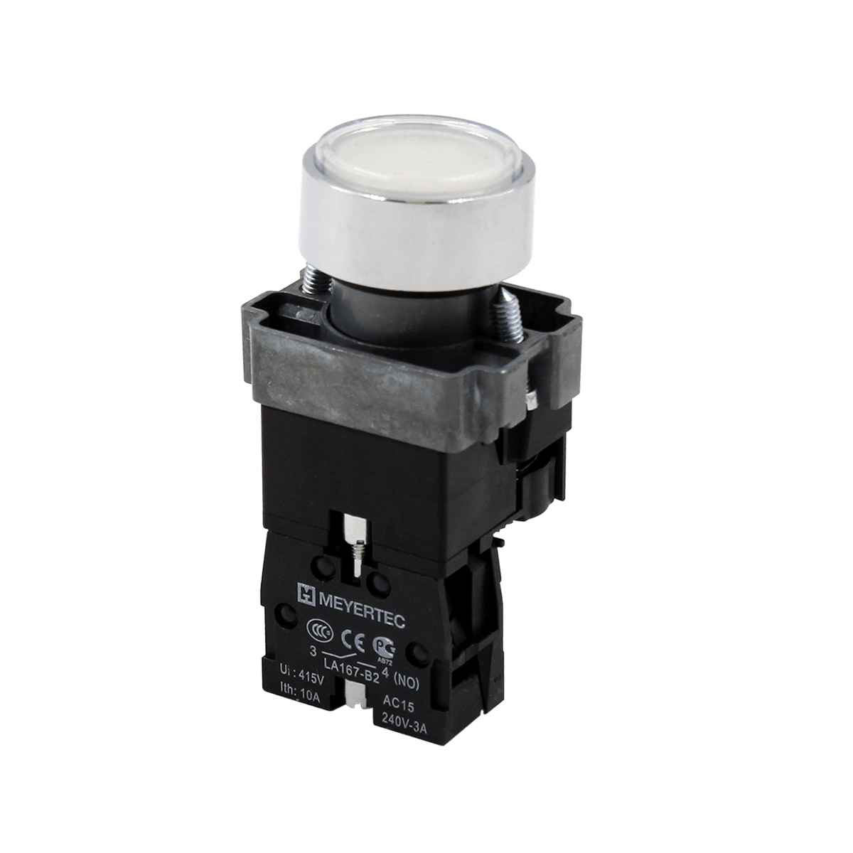 Кнопка плоская белая с подсветкой, 24V AC/DC, 1NO, IP67, металл MTB2-BWF3171