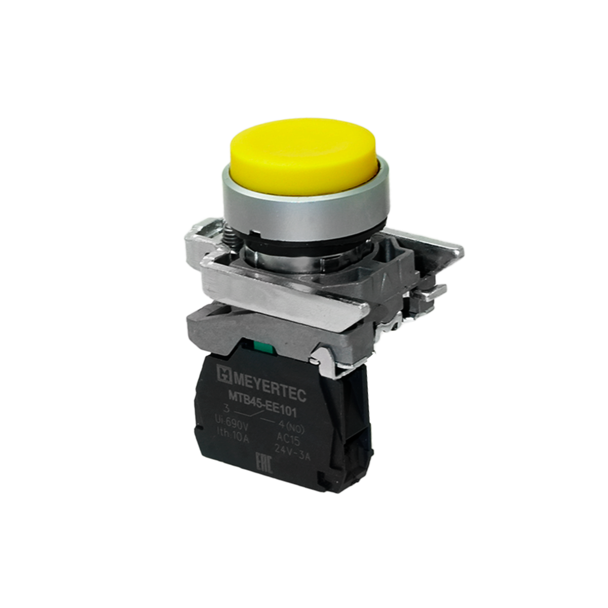 Кнопка выступающая желтая,  1NO, IP65, металл MTB4-BL51