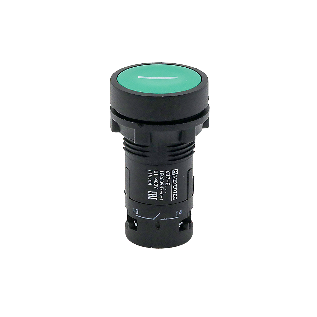 Кнопка плоская зеленая, маркировка "I", 1NO, IP54, пластик MTB7-EA31521
