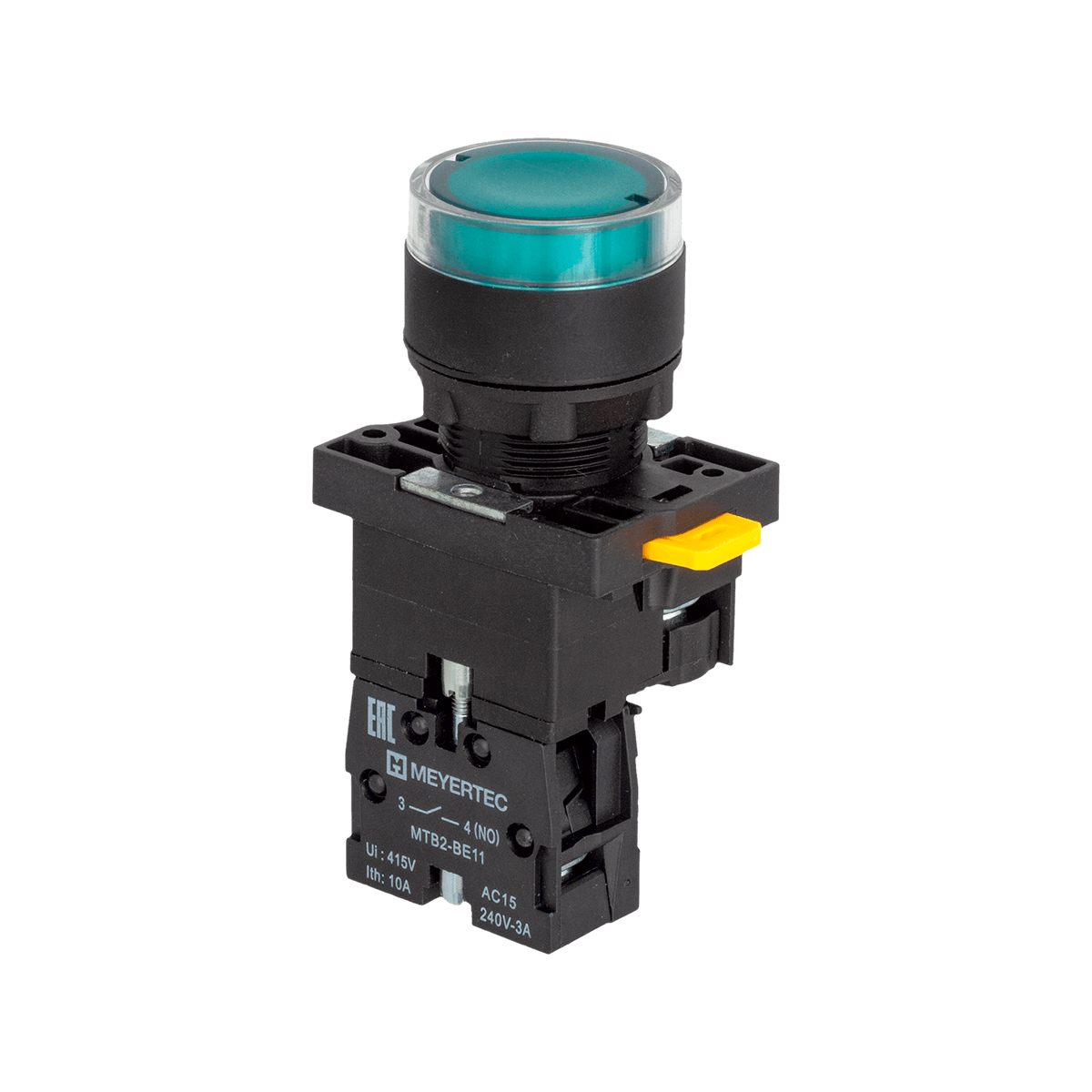Кнопка зеленая с подсветкой, 1NO, 220V AC/DC, IP54, пластик MTB2-EW33613