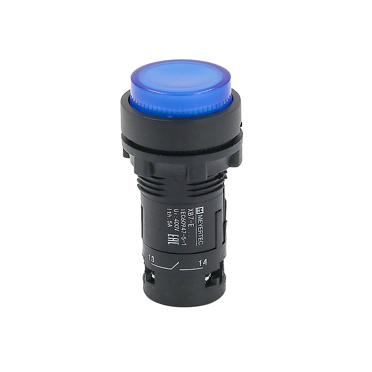 Кнопка синяя выступающая с подсветкой, 1NO, 220V AC, IP54, пластик MTB7-EW36616