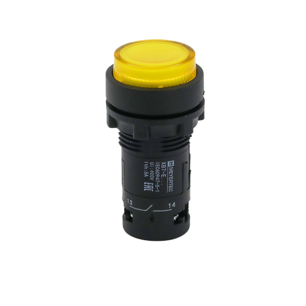 Кнопка желтая выступающая с подсветкой, 1NO,  24V AC/DC, IP54, пластик MTB7-EW35611