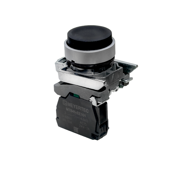 Кнопка выступающая черная, 1NO, IP65, металл MTB4-BL21