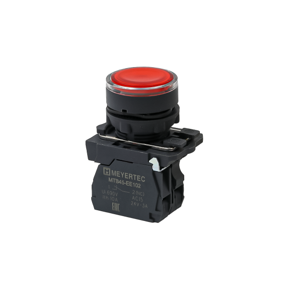 Кнопка красная с подсветкой, 1NС, 24V AC/DC, IP65, пластик MTB5-AW34721