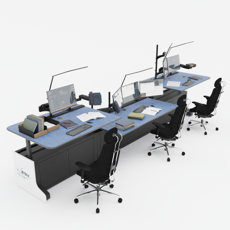 Диспетчерский стол с электрорегулировкой столешниц для трех операторов TS-RDM-PG71-KBT