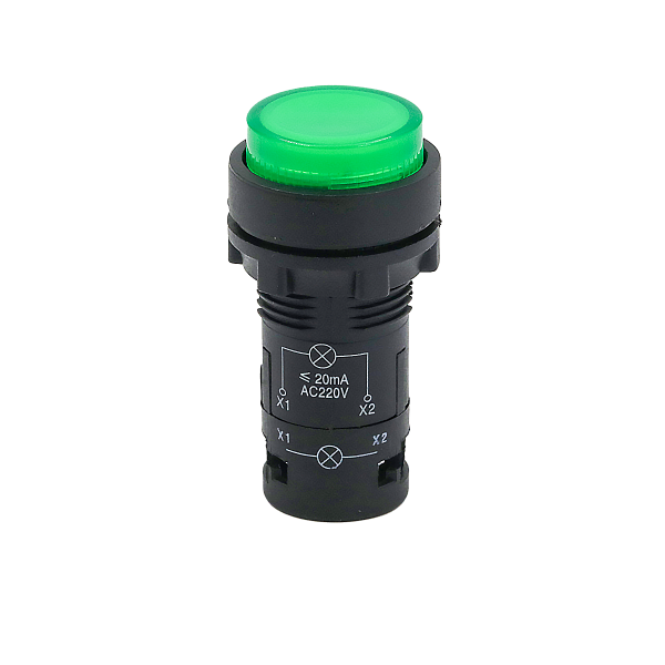 Кнопка зеленая выступающая с подсветкой, 1NO, 220V AC, IP54, пластик MTB7-EW33616