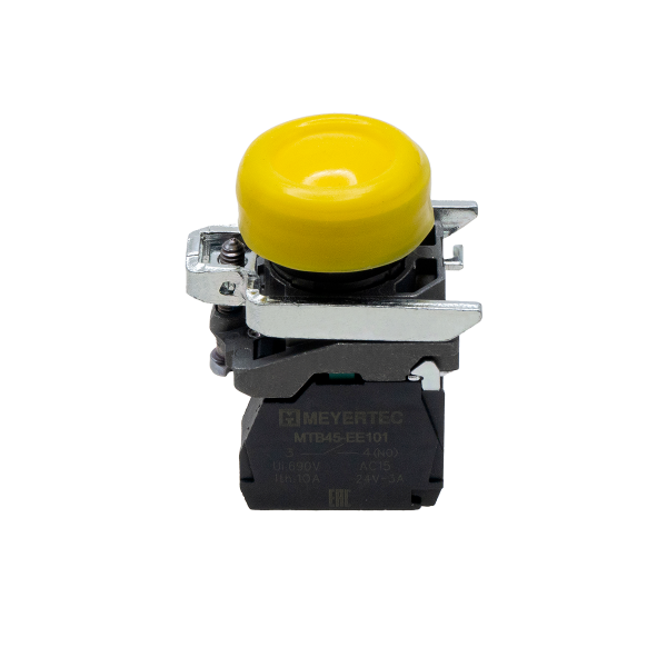 Кнопка желтая в кожухе, 1NO, IP66, металл MTB4-BP51
