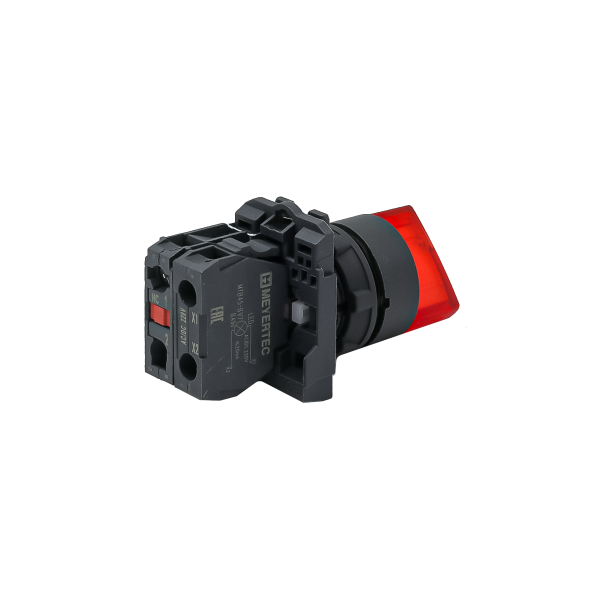 Переключатель  на 2 положения с фиксацией и подсветкой, красный, 1NС, 220V AC/DC, IP65, пластик MTB5-AK24723