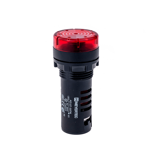 Зуммер с подсветкой, 80дБ, красный, 24V AC/DC, IP40, пластик MT22-SM24