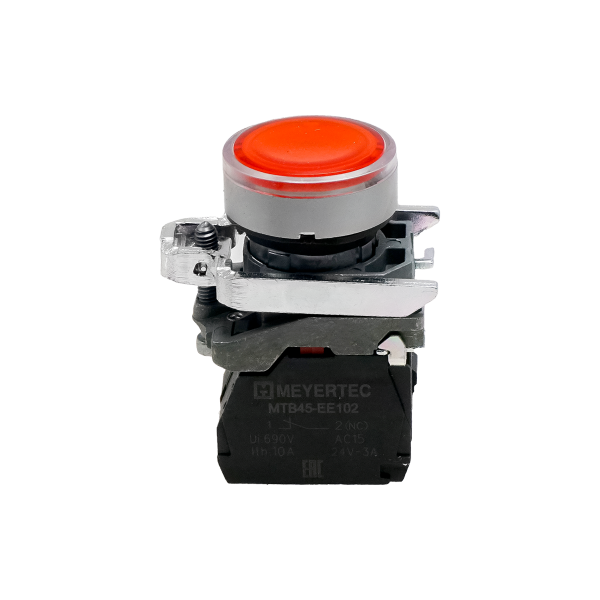 Кнопка красная с подсветкой, 1NС, 24V AC/DC, IP65, металл MTB4-BW34721