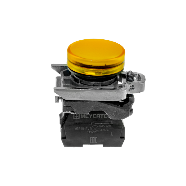 Лампа сигнальная желтая, 220V AС/DC, IP65, металл MTB4-BV753