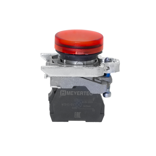 Лампа сигнальная красная, 220V AС/DC, IP65, металл MTB4-BV743