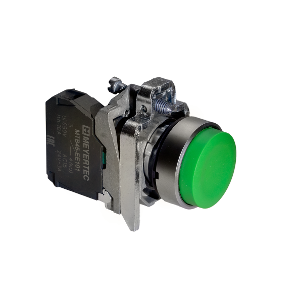Кнопка выступающая зеленая,  1NO, IP65, металл MTB4-BL31
