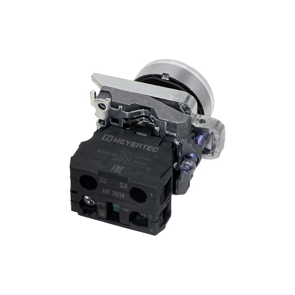 Кнопка белая с подсветкой, 1NO, 24V AC/DC, IP65, металл MTB4-BW31711