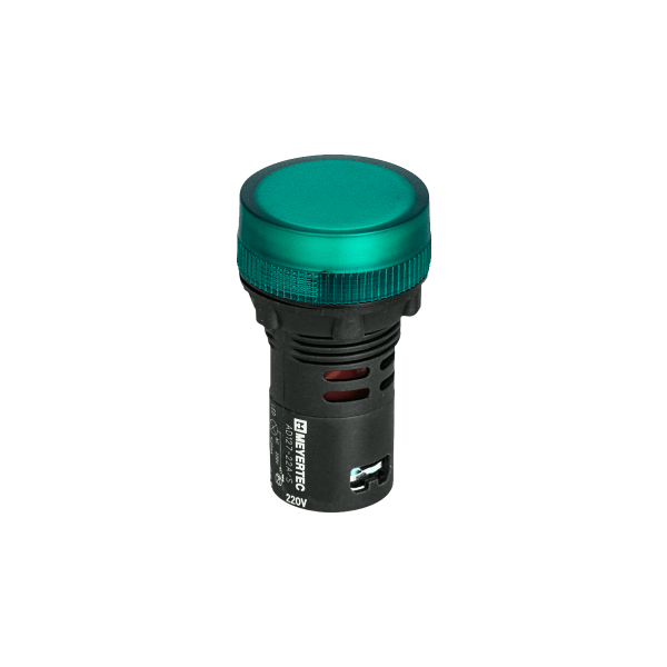 Сигнальная LED лампа, зеленый, 220V AC IP65 MT22-SA63