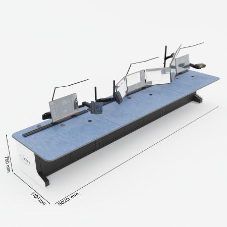 Диспетчерский стол с электрорегулировкой столешниц для трех операторов TS-RDM-PG71-KBT