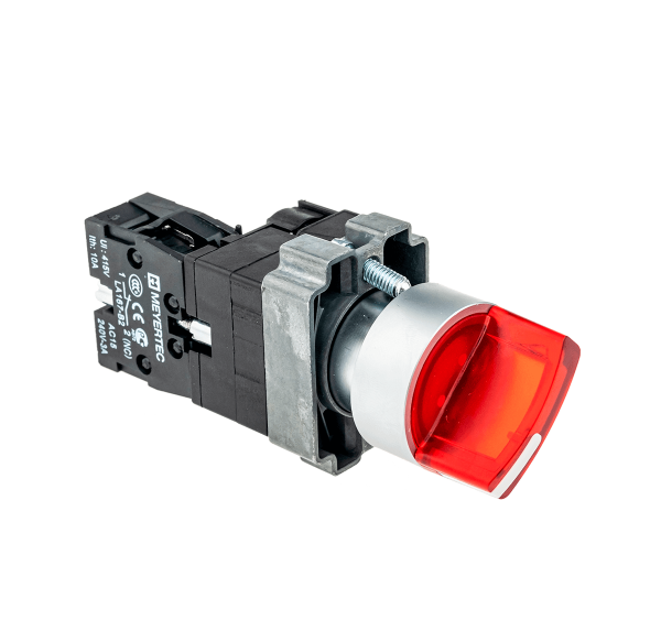Переключатель с подсветкой, с фиксацией, 220V AC/DC, красный, 2 положения, 1NC MTB2-BK2463
