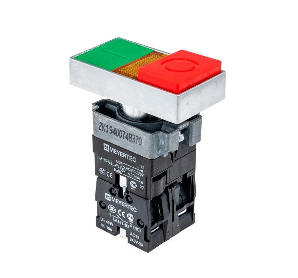 Кнопка двойная с подсветкой 24V, выступающий толкатель MTB2-BW8461
