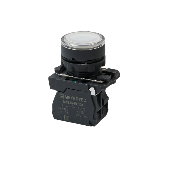 Кнопка белая с подсветкой, 1NO, 220V AC/DC, IP65, пластик MTB5-AW31713