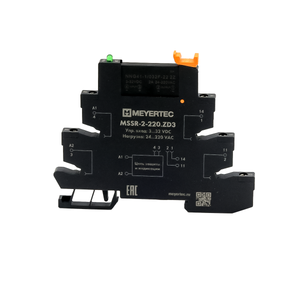 Модуль реле твердотельное, 220VAC и колодка MSSR-2-220.ZD3