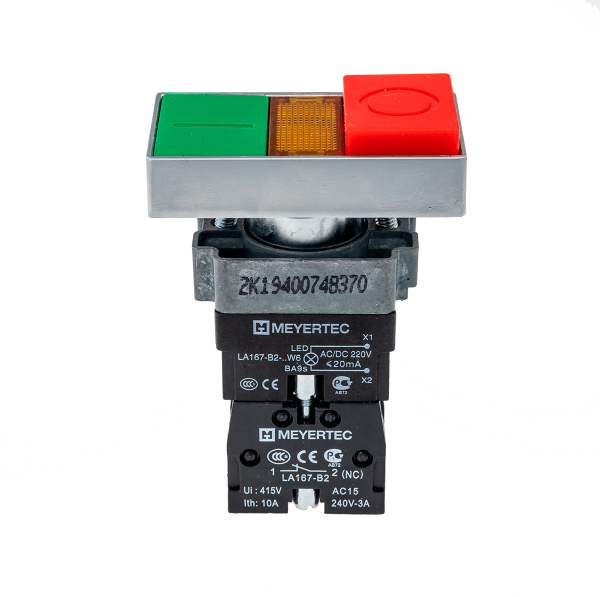 Кнопка двойная с подсветкой 24V, выступающий толкатель MTB2-BW8461