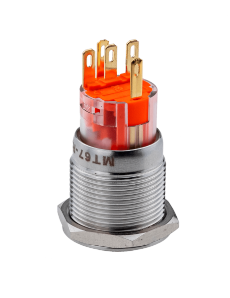 Кнопка с подсветкой зеленая, с возвратом, 220В AC, IP67 MT67-R220G11