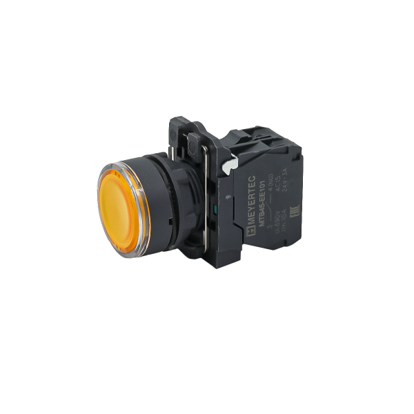 Кнопка желтая с подсветкой, 1NO, 24V AC/DC, IP65, пластик MTB5-AW35711