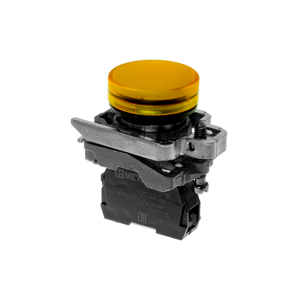 Лампа сигнальная желтая, 220V AС/DC, IP65, металл MTB4-BV753