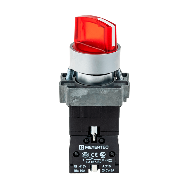 Переключатель с подсветкой, с фиксацией, 220V AC/DC, красный, 2 положения, 1NC MTB2-BK2463