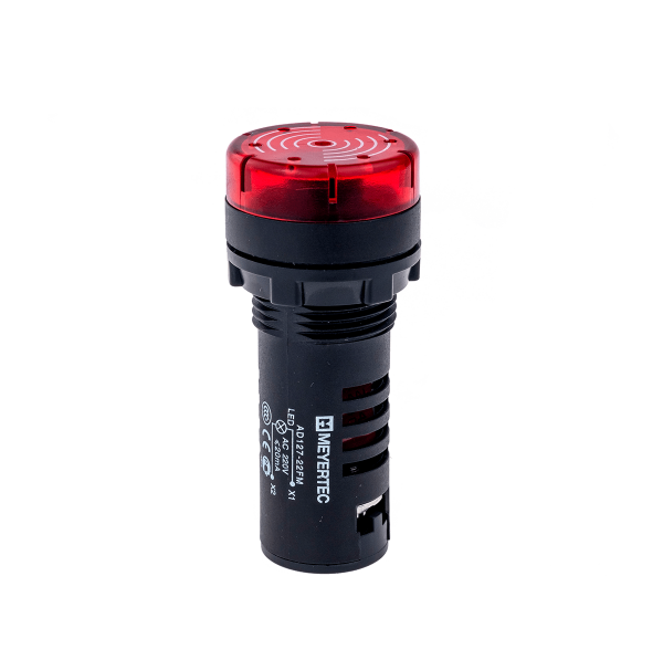 Зуммер с подсветкой, 80дБ, красный, 220V AС, IP40, пластик MT22-SM220