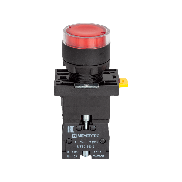 Кнопка красная с подсветкой, 1NС, 220V AC/DC, IP54, пластик MTB2-EW34623