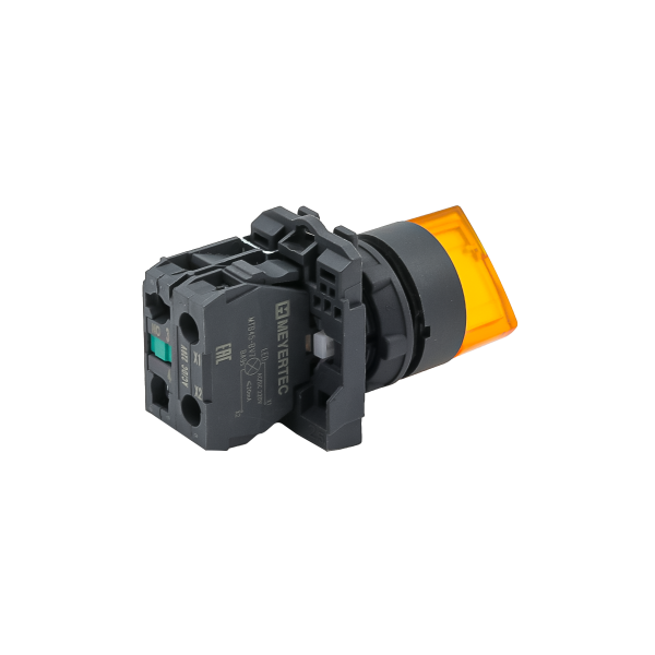 Переключатель  на 2 положения с фиксацией и подсветкой,  желтый, 1NO, 220V AC/DC, IP65, пластик MTB5-AK25713