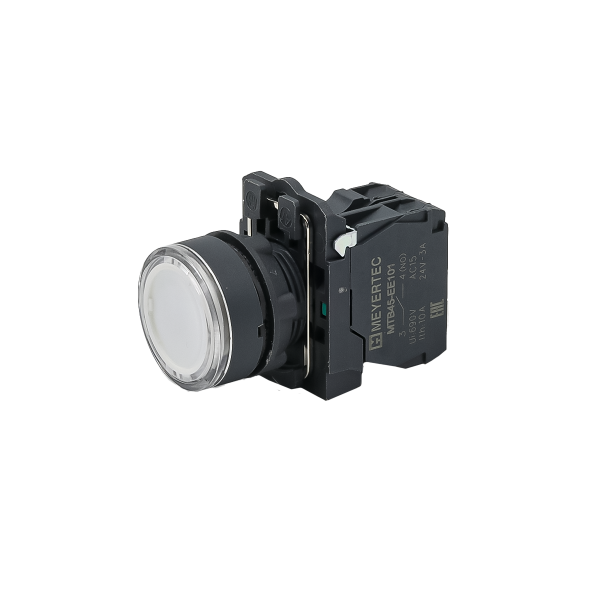 Кнопка белая с подсветкой, 1NO, 24V AC/DC, IP65, пластик MTB5-AW31711