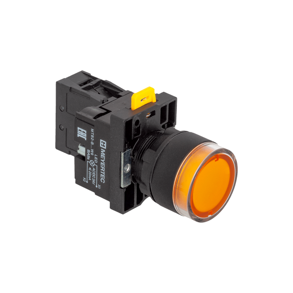 Кнопка желтая с подсветкой, 1NO, 24V AC/DC, IP54, пластик MTB2-EW35611