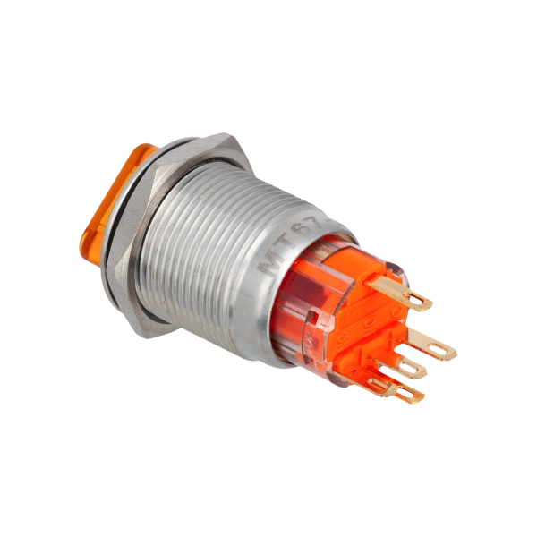 Переключатель с подсветкой, с фиксацией, 24V AC/DC, желтый, 2 положения, 1NO+1NC, IP67, нержавеющая сталь MT67-BD211Y24