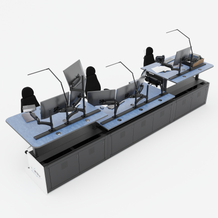 Диспетчерский стол с электрорегулировкой столешниц для трех операторов TS-RDM-PG71-KBT