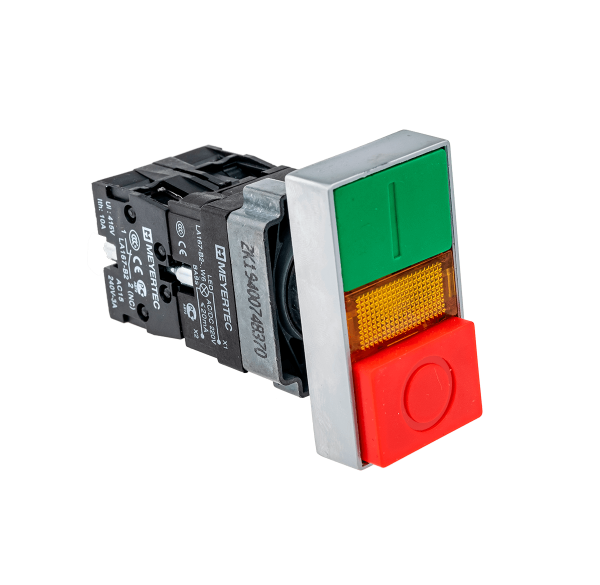 Кнопка двойная с подсветкой 24V, выступающий толкатель MTB2-BW8461