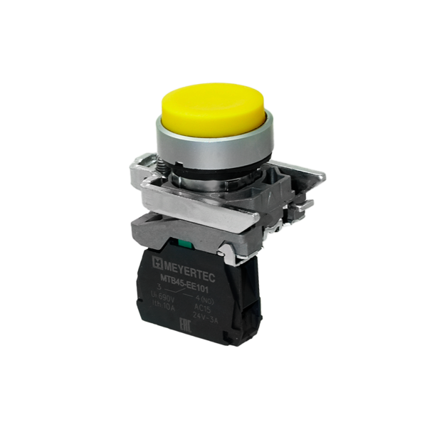 Кнопка выступающая желтая,  1NO, IP65, металл MTB4-BL51