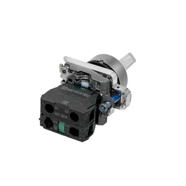 Переключатель  на 3 положения с фиксацией и подсветкой,  белый, 1NO, 220V AC/DC, IP65, металл MTB4-BK31713