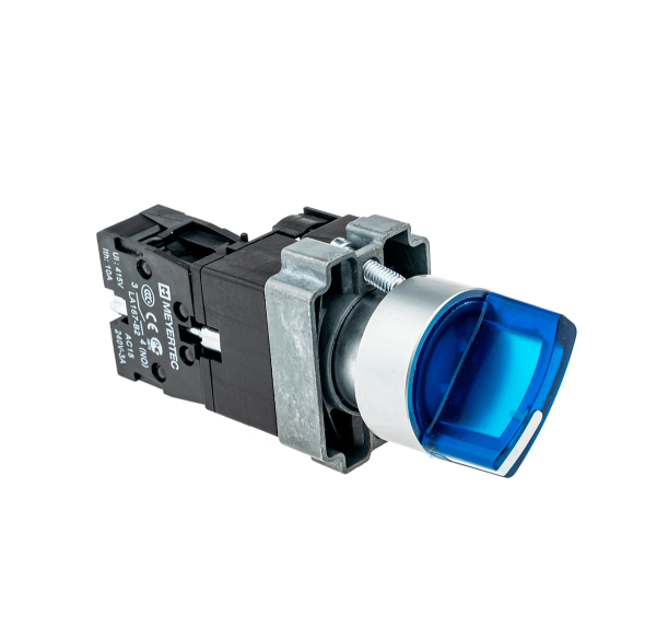 Переключатель с подсветкой, с фиксацией, 220V AC/DC, синий, 2 положения, 1NO MTB2-BK2663