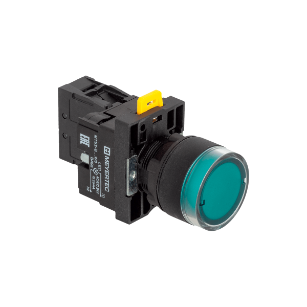 Кнопка зеленая с подсветкой, 1NO, 24V AC/DC, IP54, пластик MTB2-EW33611